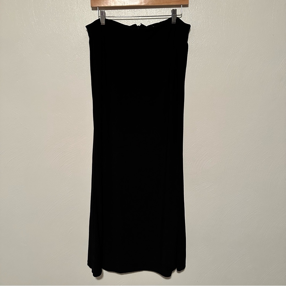 WHBM Black Stretch Faux Wrap Maxi Skirt Size Large